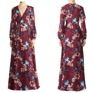 NICHOLAS Burgundy floral dress  (100% Silk).